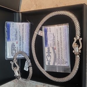 Set of  Fine Yewerly 925 sterling silver with diamonds certifed